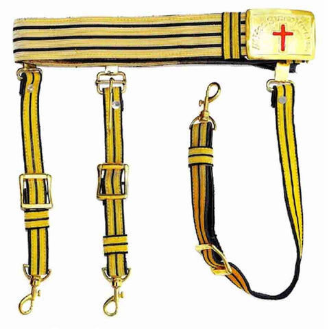 Image of Knights Templar Past Commander Black & Gold Sword Belt