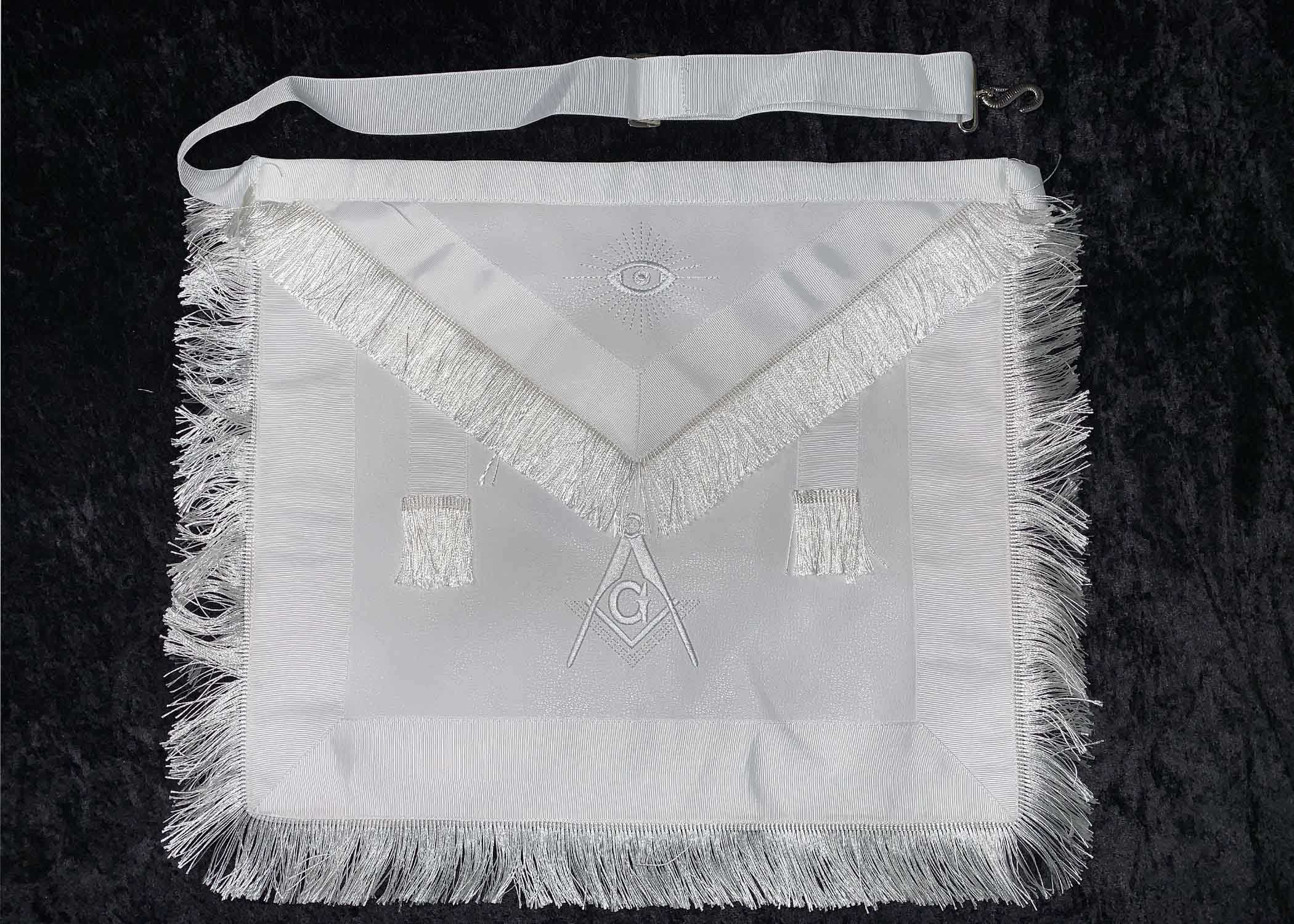 Apron - Master Mason all White W/ Fringes