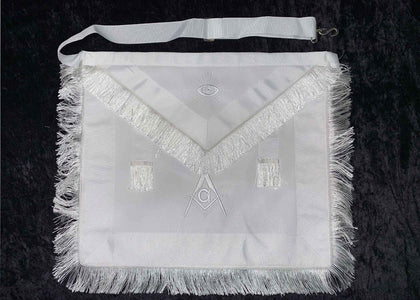 Apron - Master Mason all White W/ Fringes