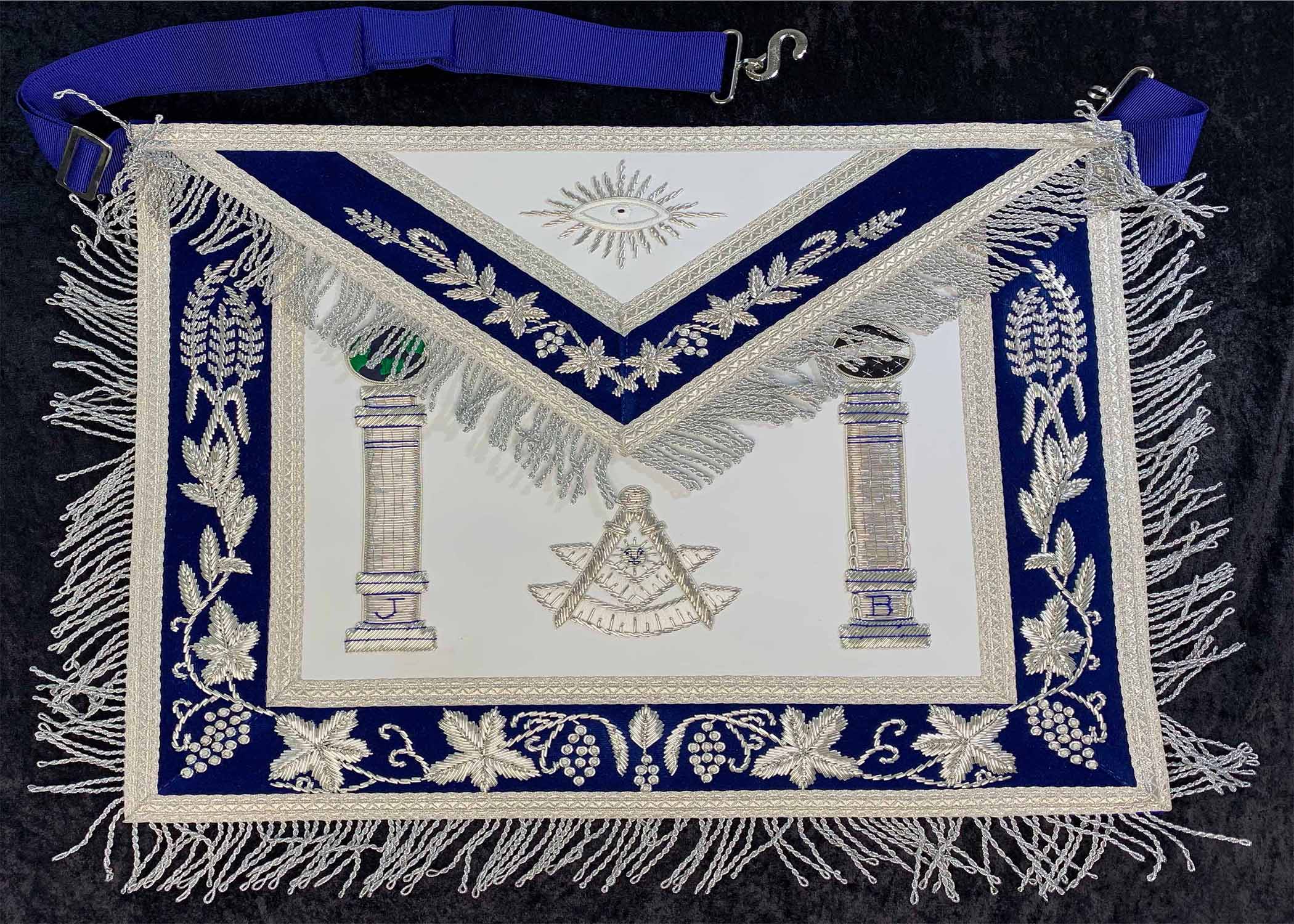 Past Master Apron - Premium Stitched Columns Silver
