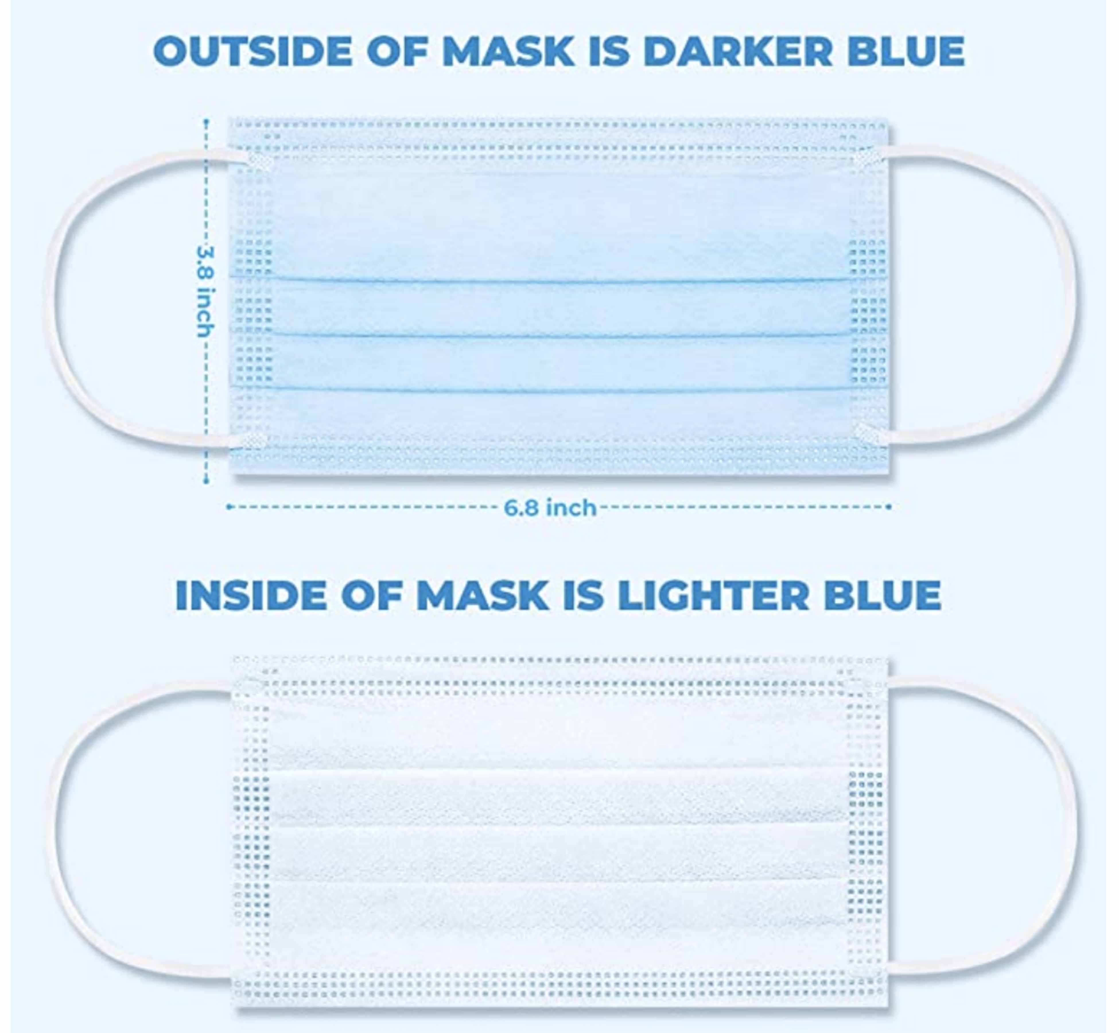 3-Ply Disposable Face Protective Masks with comfortable elastic ear loops.