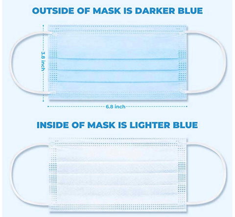 Image of 3-Ply Disposable Face Protective Masks with comfortable elastic ear loops.