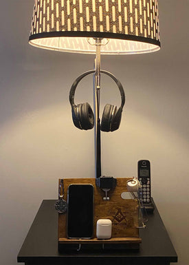 Mystic Ties Wood Docking Station Cell Phone Smartwatch, Earpod Charging Nightstand