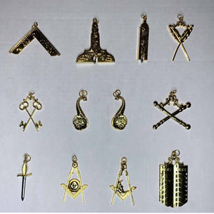 Masonic Gold Collar Jewel Set of 12